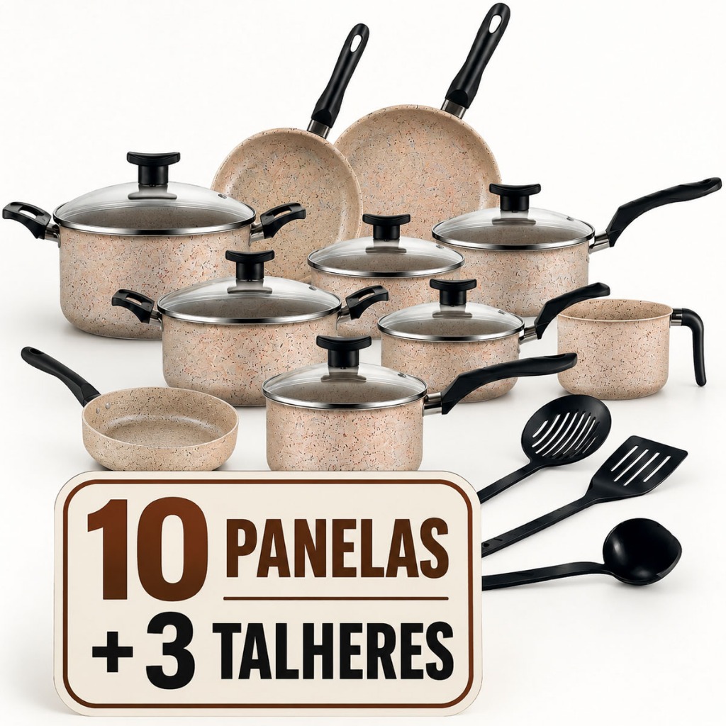 Jogo Panelas 13Pç Antiaderente Conjunto Kit Frigideira…