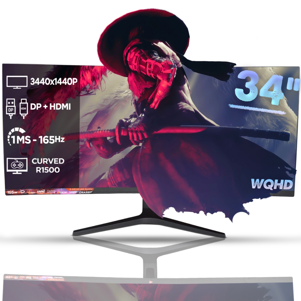 Monitor Gaming Serie Tela Led Reta/Curva 34"