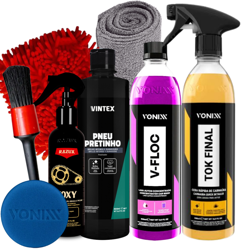 Kit Produto para Lavar Moto Cera Shampoo Desengraxante…