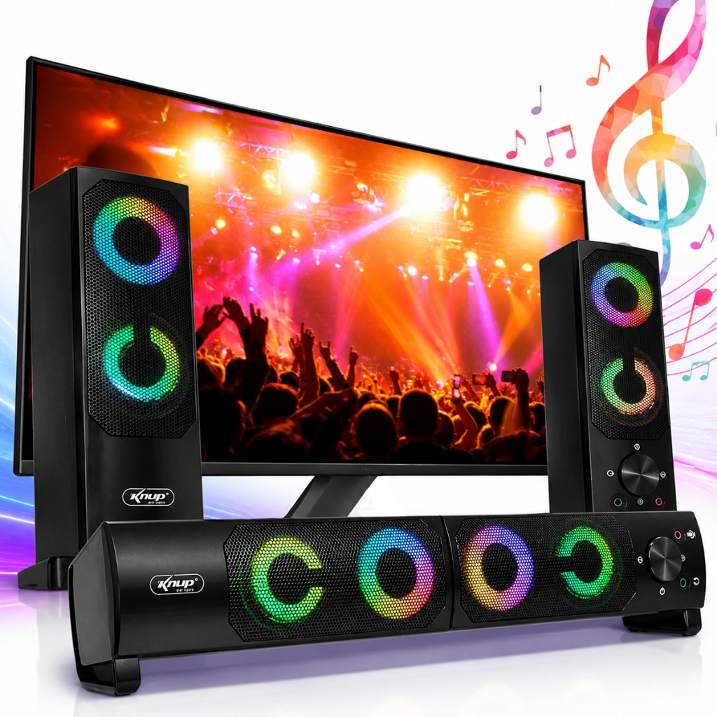 Caixa de Som Knup KP-6040 2.0 USB Subwoofer LED para PC…