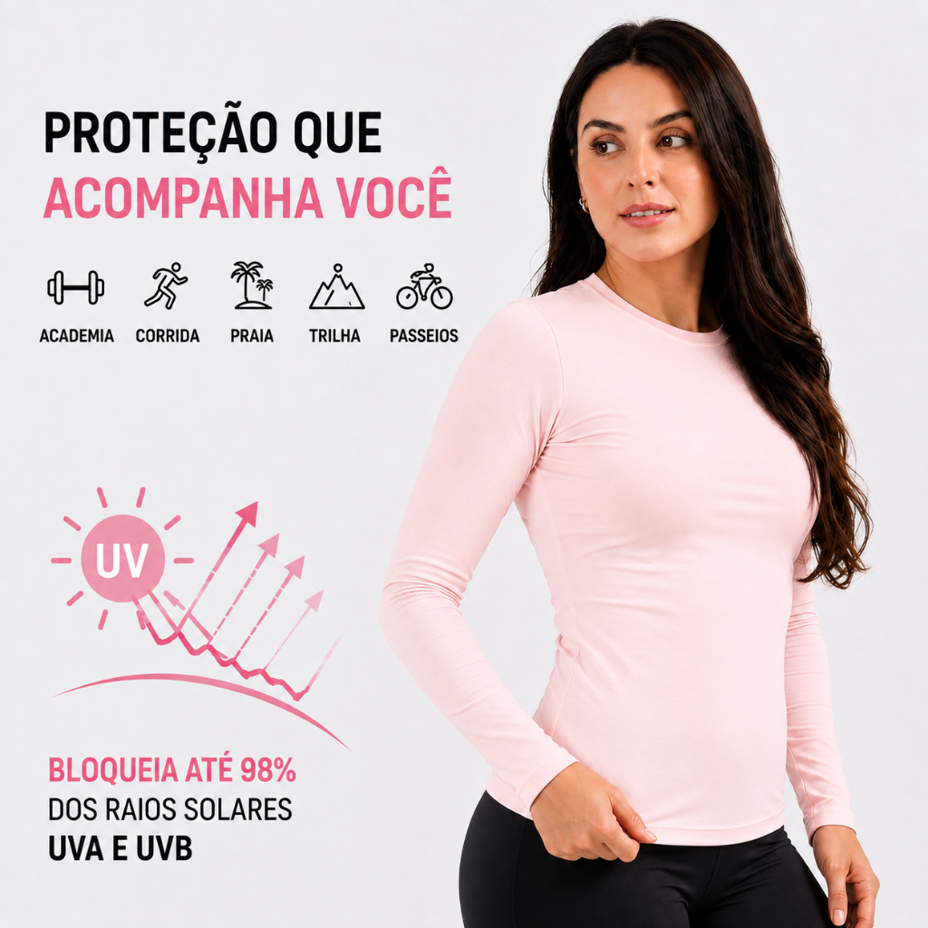 Camiseta Feminina Segunda Pele Básica Manga Longa…