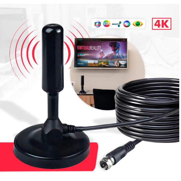 Antena Digital Interna Externa Full Hdtv 4K Cabo de 5m…