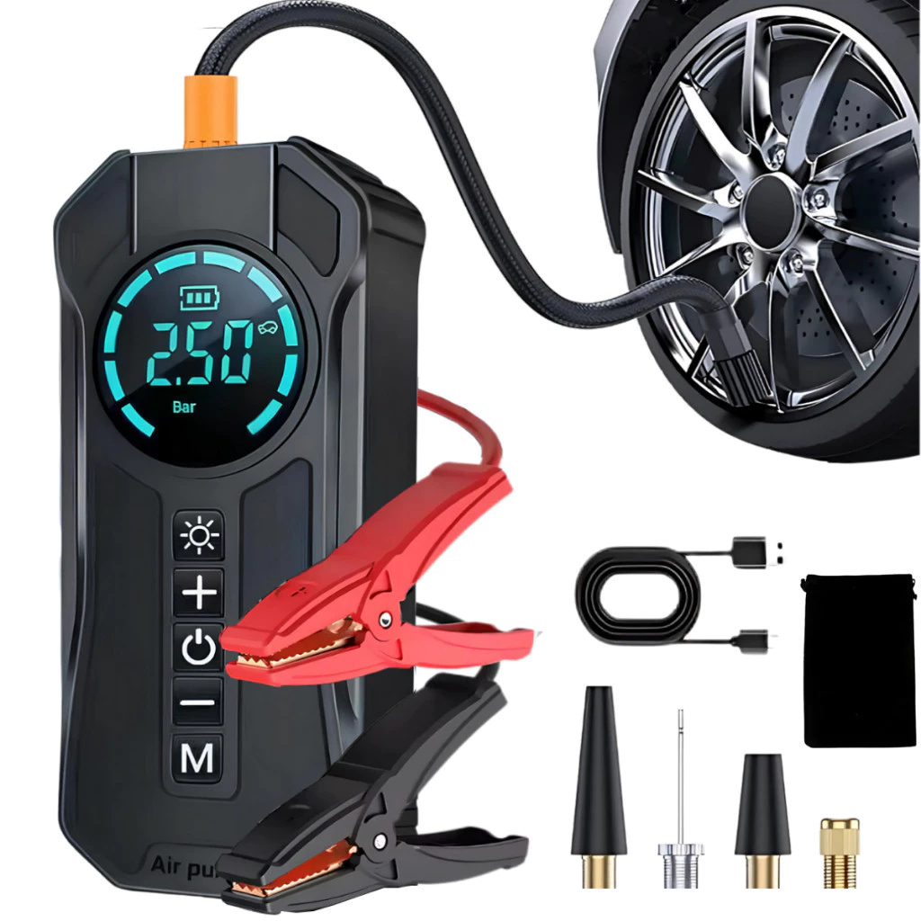 Bomba de Ar Portatil Compressor Inflator Multi-função 4…