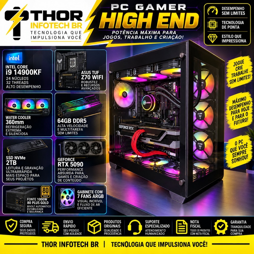 Pc Gamer Intel I9 14900kf Asus TUF Z790 64gb Ram Ddr5…
