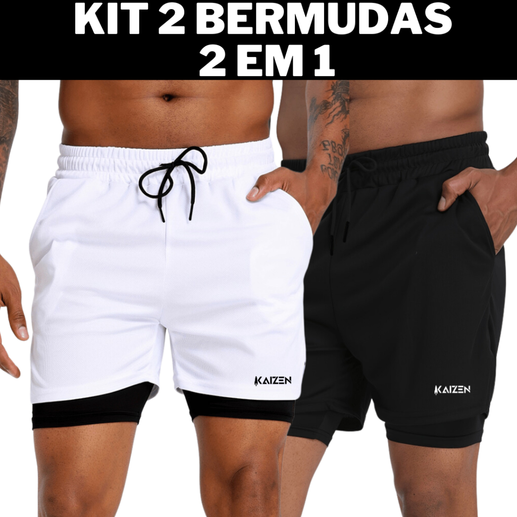 kit 2 bermudas academia shorts 2 em 1 para treinar…