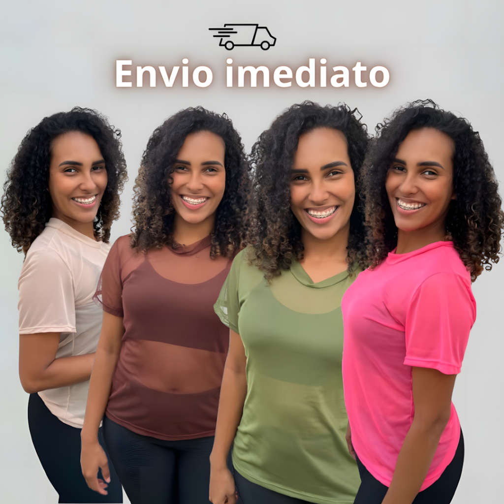 Kit 04 Blusas De Tule Camiseta Feminina Transparente Com…