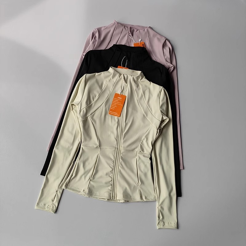 Mulheres Jaqueta Esportiva Zip Fitness Yoga Camisa Treino…