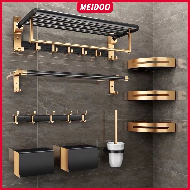 Rack de armazenamento de banheiro em alumínio dourado…