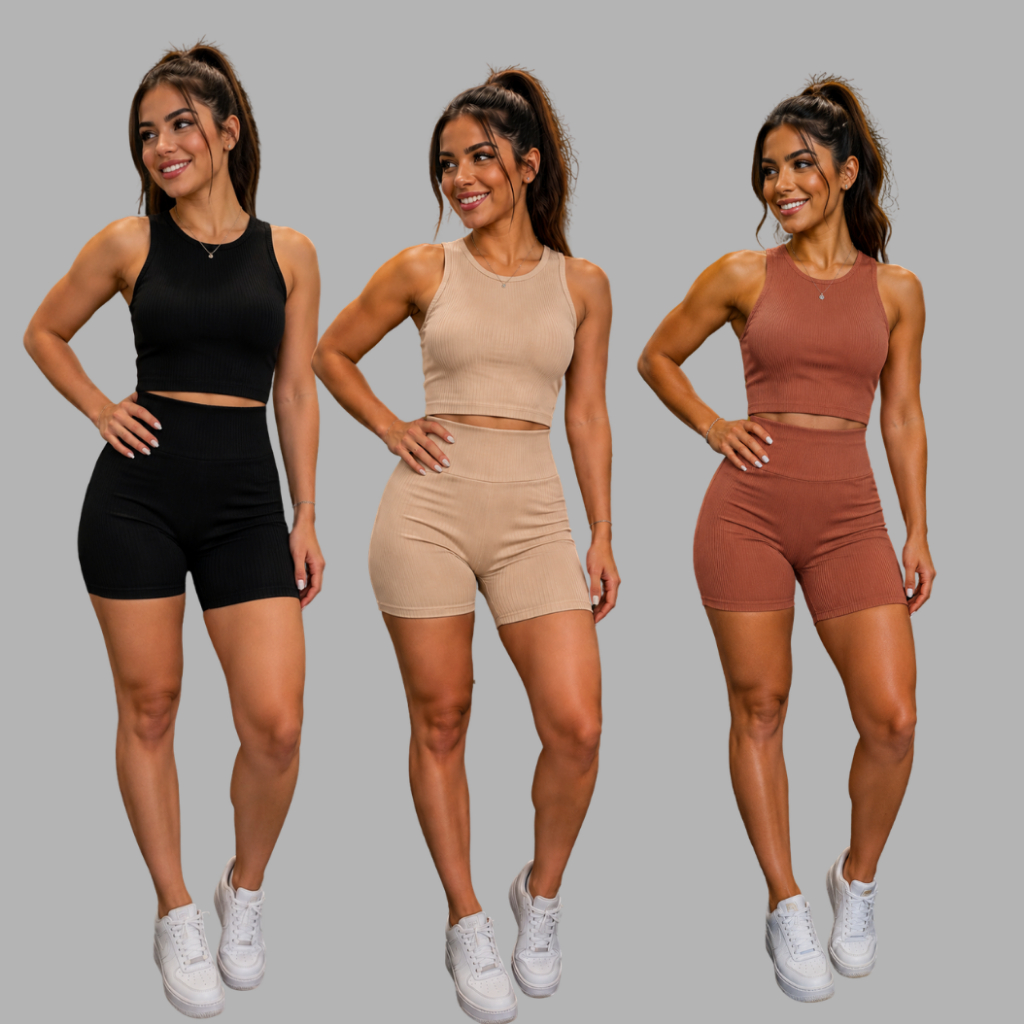 Conjunto Fitnes Canelado Ribana 3D Ideal Para Praticar…