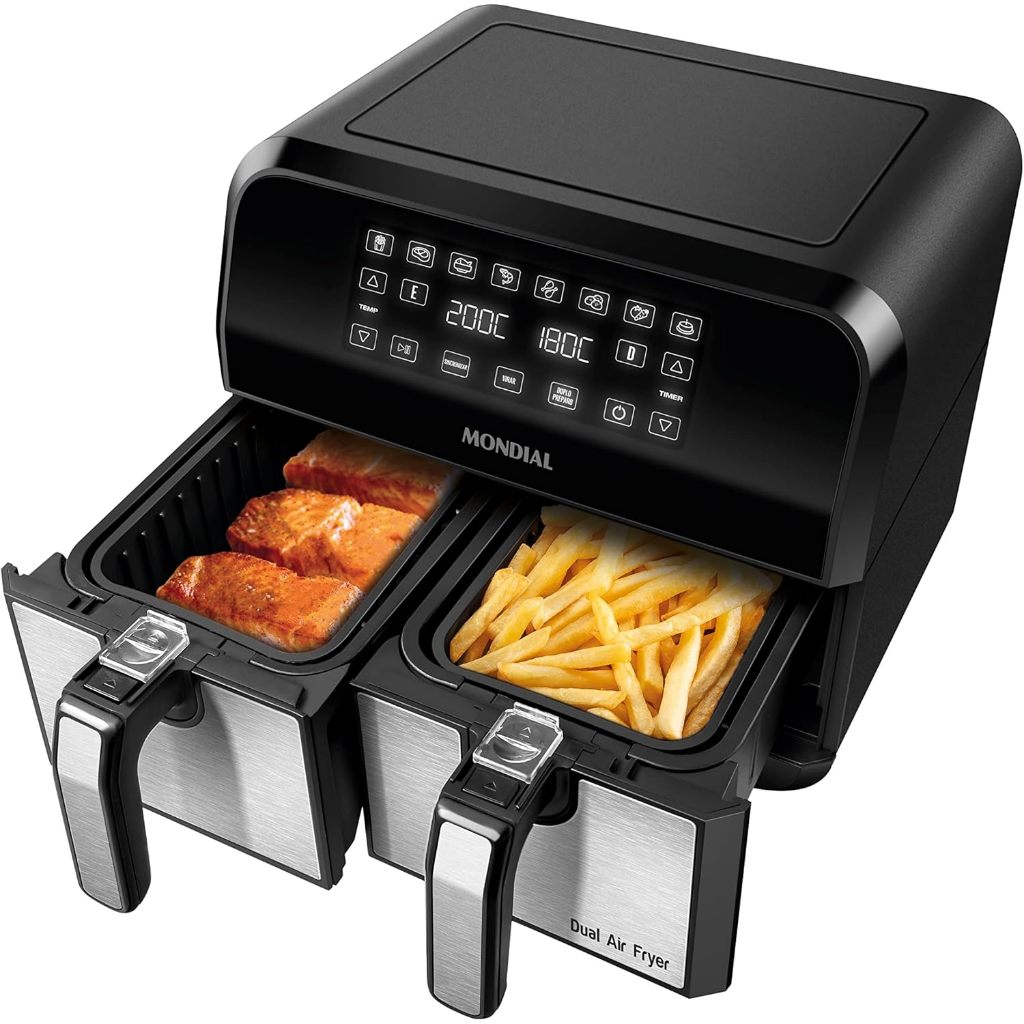 Fritadeira Air Fryer Dual Duplo Cesto 8L Mondial 2000W…
